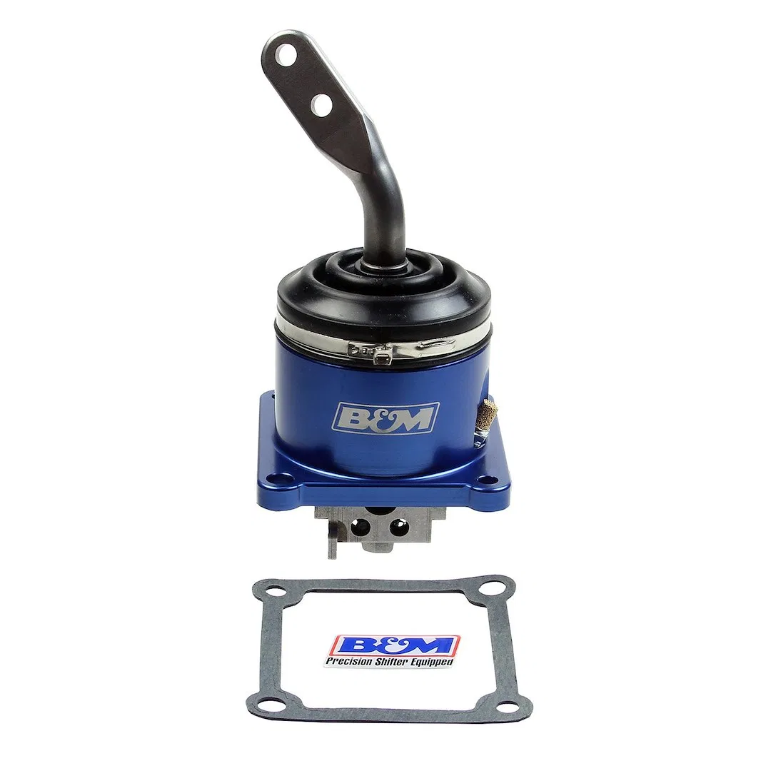 45199 – B&M CO Manual Trans Shifter, 26 Percent Throw Reduction Blue Anodized Billet Aluminum